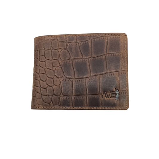 Croco -  Made with Full Grain Leather Wallet - Nera