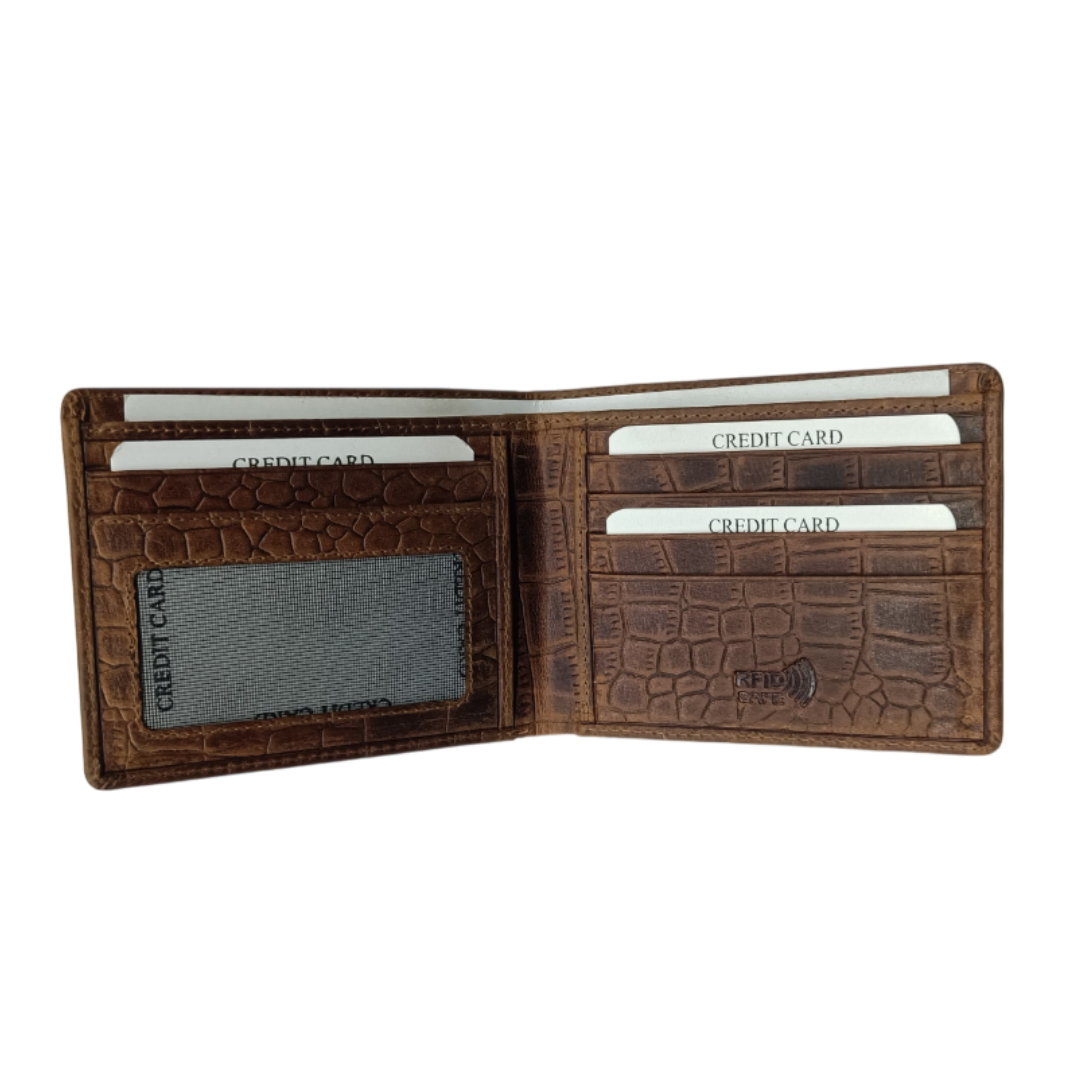 Croco - Made with Full Grain Leather Wallet - Nera