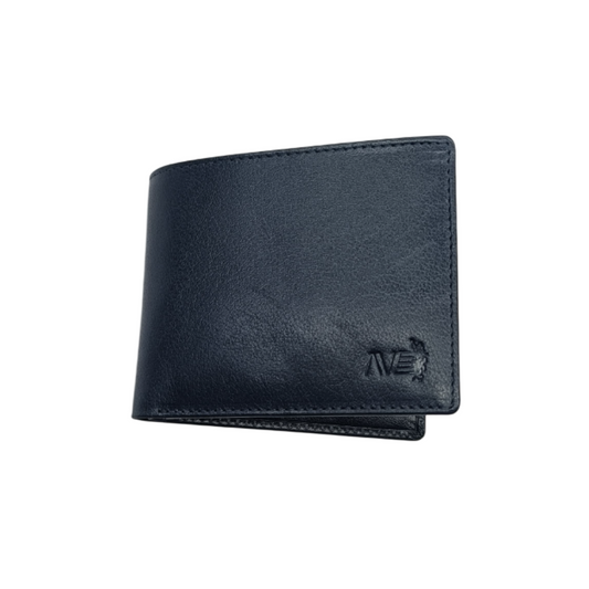 Stylish American Sleek Wallet - Made with Full Grain Leather - Navy Blue - Nera