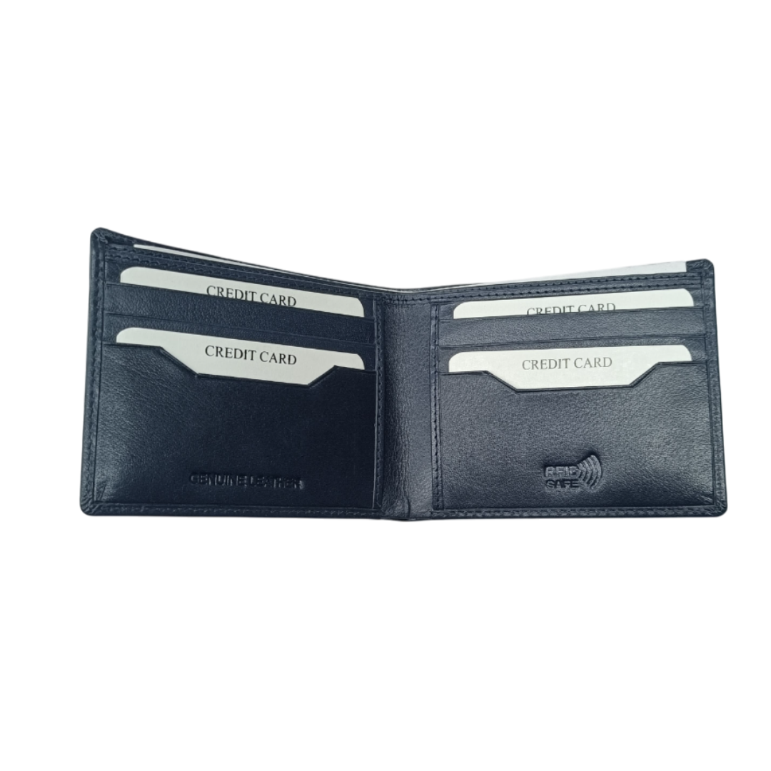 Stylish American Sleek Wallet - Made with Full Grain Leather - Navy Blue - Nera