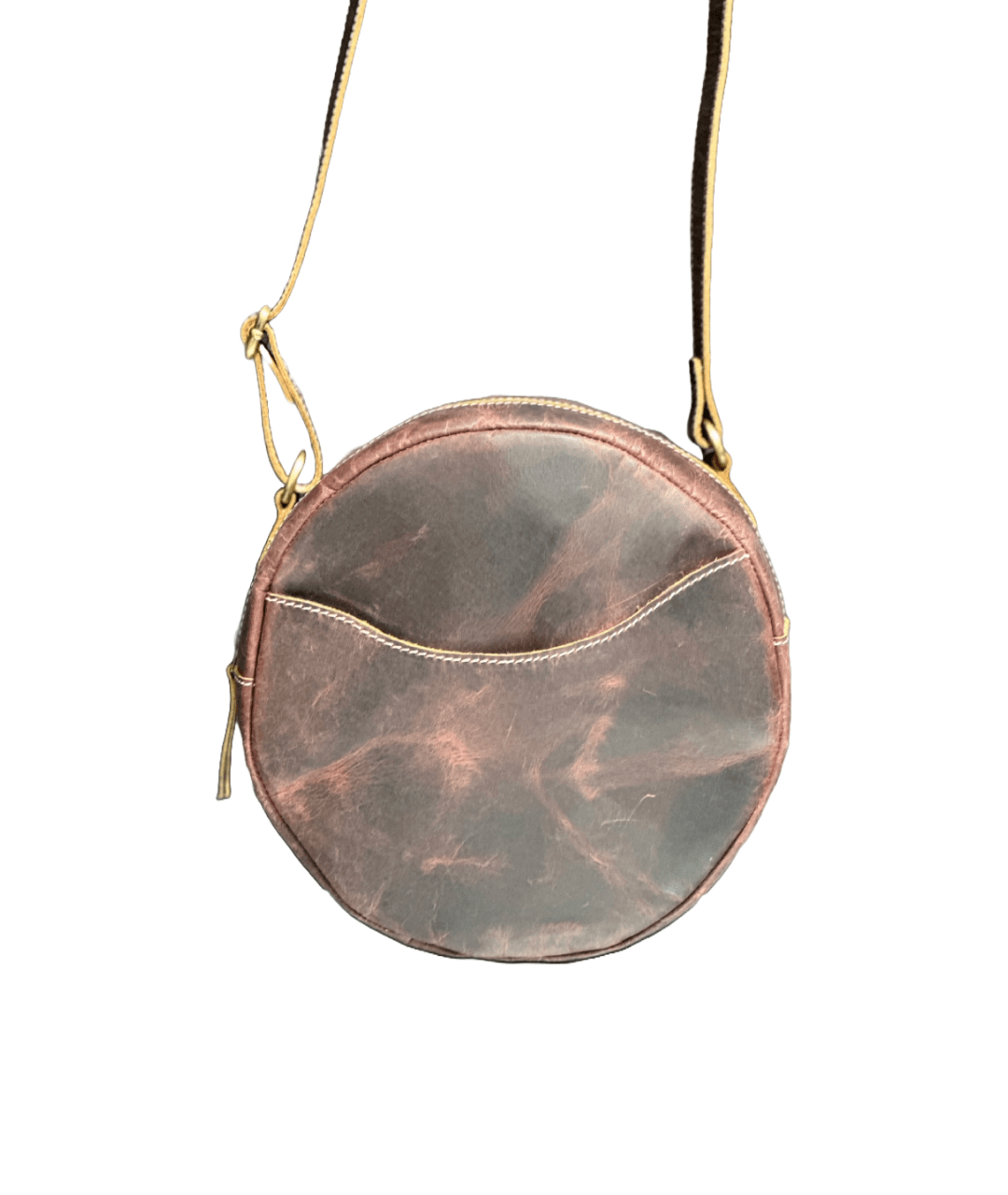 Shop Chic burgundy leather round sling bag perfect for casual and formal occasions.