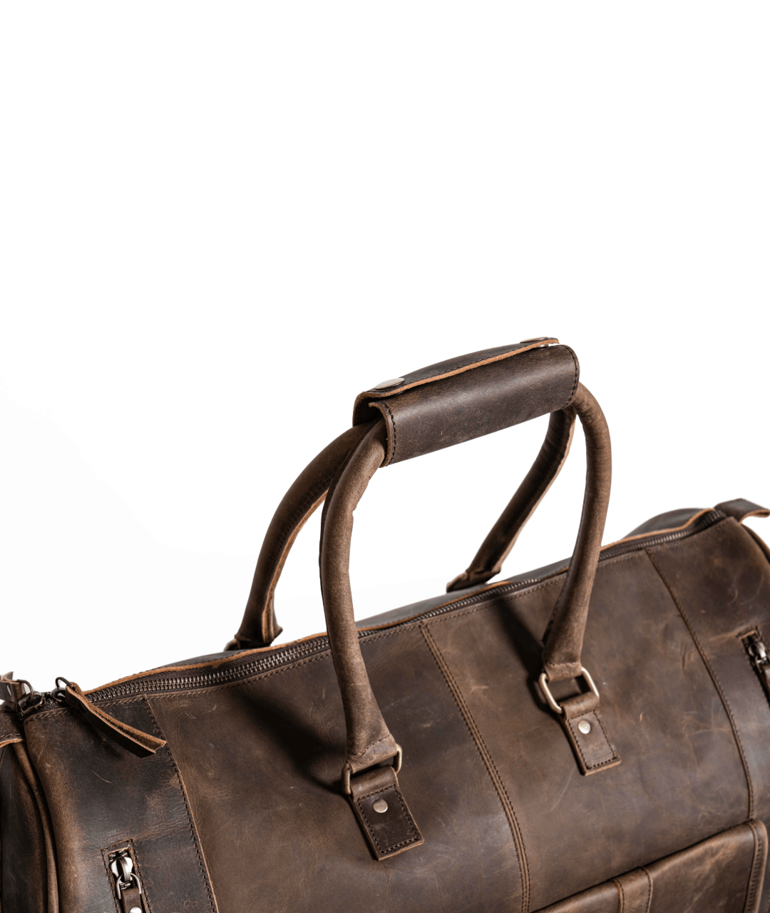 Shop Now Classic brown leather duffle bag with spacious interior and sturdy handles - Nera exim leather bag