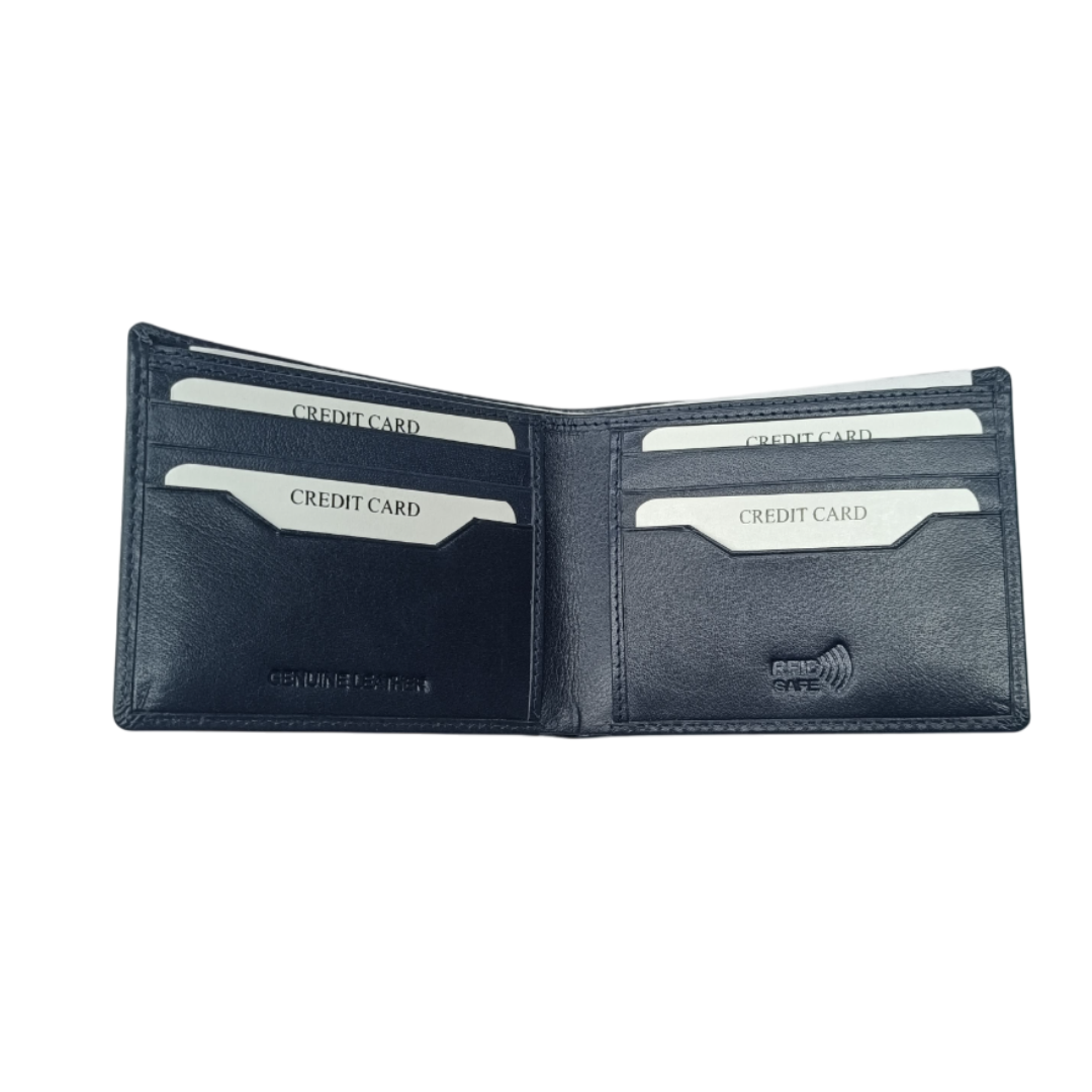 Stylish American Sleek Wallet - Made with Full Grain Leather - Navy Blue