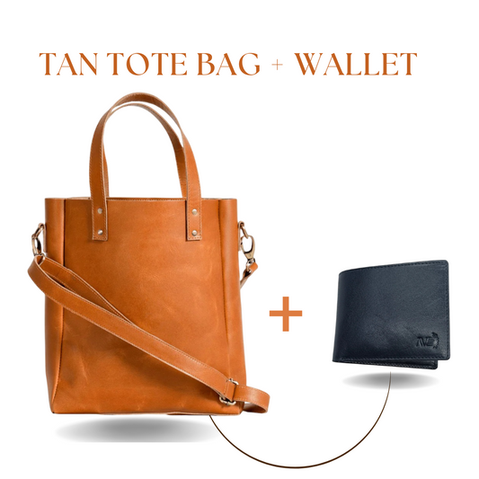 Tan Tote Bag + Stylish American Sleek Full Grain Leather