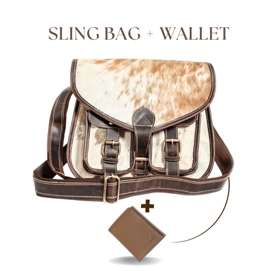 Natural Jersey Sling Bag + TriFold - Original Leather Wallet