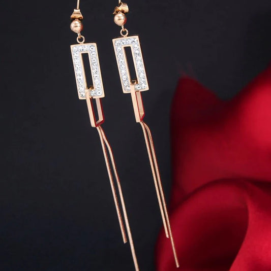 Stainless Steel Rose Gold Plated Link Chain Earring