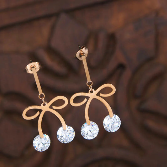 Rosegold Plated Bowknot Simple Stainless Steel Design