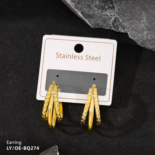 Stainless Steel Rose Gold Plated Link Chain Earring