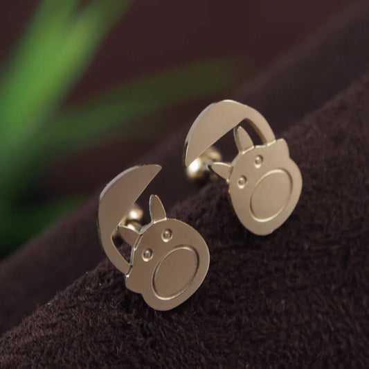 Stainless Steel Gold Plated Bunny Stud Earring